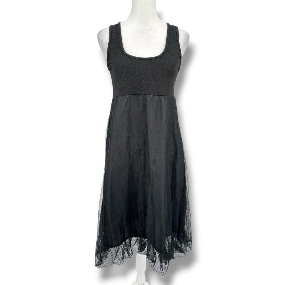 Betty Boom Black Mesh Overlay Dress‎ M Sleeveless Fit Flare Goth Fairy Grunge